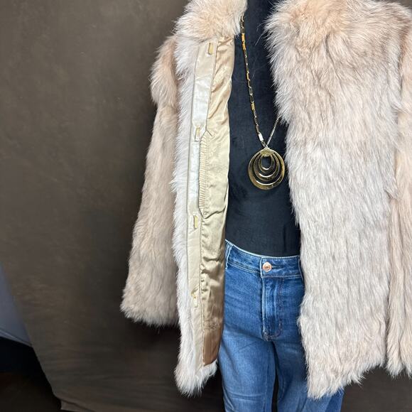 Vintage SAGA Fox Fur Coat Beige Blonde Made in Korea Size 8 Genuine Real Fur - Picture 4 of 16